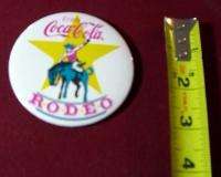 1970S VINTAGE *COCA COLA* RODEO COWBOY BUTTON PIN  
