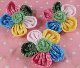 Colorful Cotton Flower Appliques x 18 Hair/Bow/Baby  