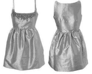 NWOT KATE MOSS TOPSHOP SILVER BEADED PROM DRESS 12  