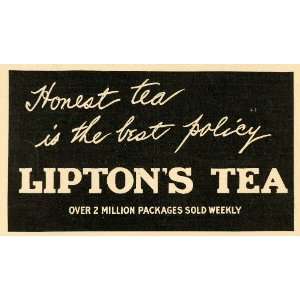 1912 Ad Liptons Honest Tea Best Policy Beverage Drinks   Original 