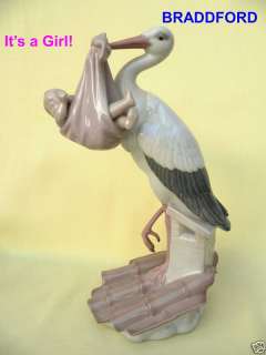 LLADRO 6382 Stork & Baby Girl **MINT ***  