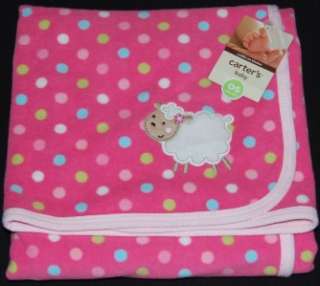 NWT Girls Carters Pink Plush Lamb Baby Blanket Dot New  