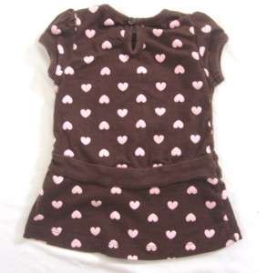 Baby Girl Size 12 Month Knit Dress Top Brown and Pink Carters Love 