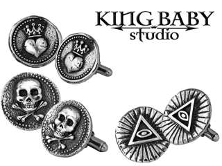 KING BABY STUDIO Vintage Coin cufflinks heart skull eye  