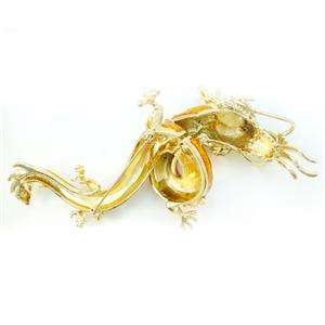 Luxury Dragon Brooch Pin Topaz Swarovski Crystal Chinese Animal 