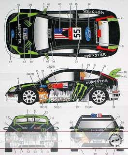   FORD FOCUS STOBART MONSTER BLOCK GELSOMINO 2010 DECAL for SIMILR 1/24