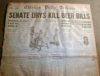 1926 Chicago newspaper w Large PROHIBITION HEADLINE Repeal of BEER BAN 