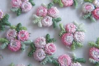 50~LOT~PINK VERIGATED~VENISE LACE TRI BUD APPLIQUES~Roses~Baby Doll 