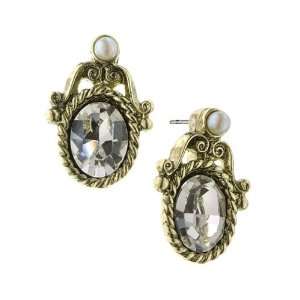  Bellissimo Brass Antiqued Crystal Stud Earrings Jewelry