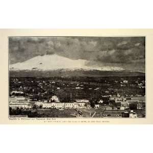 1909 Print Mount Etna Stratovolcano Sicily Italy Catania City Volcano 