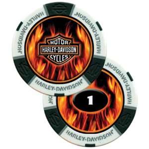  Harley Davidson Flame Poker Chip White   Sleeve of 25 