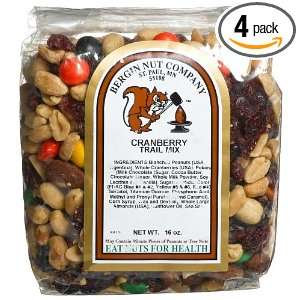 Bergin Nut Company Cranberry Trail Mix, 16 Ounce Bags (Pack of 4)