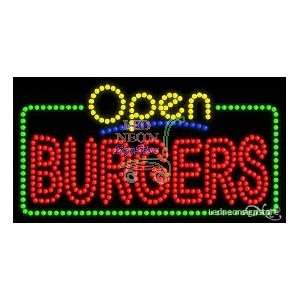 Burgers LED Sign 17 inch tall x 32 inch wide x 3.5 inch deep outdoor 