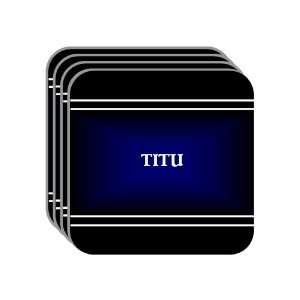 Personal Name Gift   TITU Set of 4 Mini Mousepad Coasters (black 