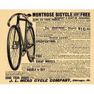  1900 Ad Montrose Bicycle Bikes Cycle Rider Mead Riding 