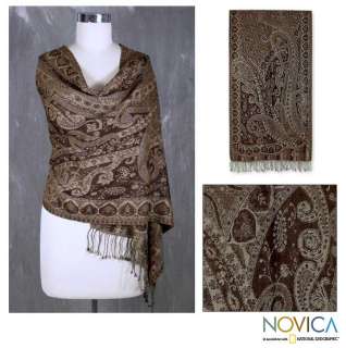 PAISLEY ESPRESSO~~India Handwoven Wool Shawl by Novica  