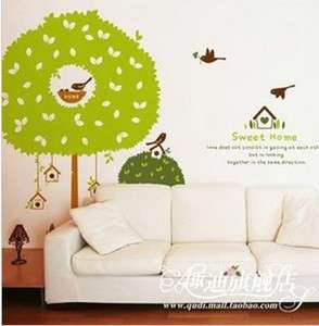 DIY Sweet Home big tree and birds Decorative Wall Paper Art Sticker 