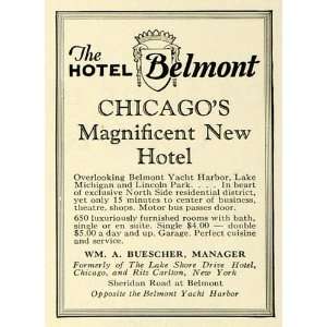  1927 Ad Chicago Hotel Belmont William Buescher Lodging 