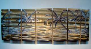  Abstract Metal Wall Art Office Decor Sculpture Golden Beach  