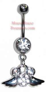 DISNEY MICKEY PAVE HEAD WITH WINGS DANGLE BELLY RING  