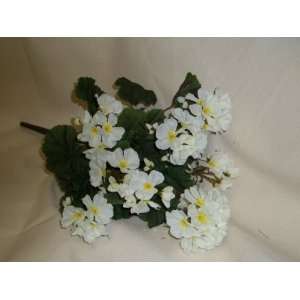  Four 17 Artificial Silk Geranium Flower Bushes in White 