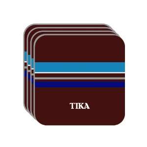 Personal Name Gift   TIKA Set of 4 Mini Mousepad Coasters (blue 