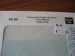 Microscale Decals Chicago Burlington & Quincy F Unit Stock # 60 90 N 