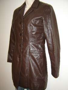 DANIER LONG BROWN LEATHER WOMENS JACKET WITH LINING SIZE SZ 2 S  