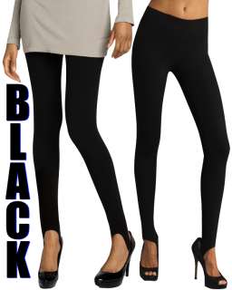 Solid Black Stirrup Leggings Elastic No Hill Tight Pant  