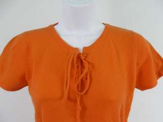 DESIGNER Coral Cashmere Short Sleeve Tie Up Sweater Sm  