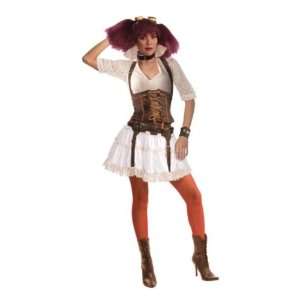 pc steampunk sally blouse corset & skirt w/attached garters white o 