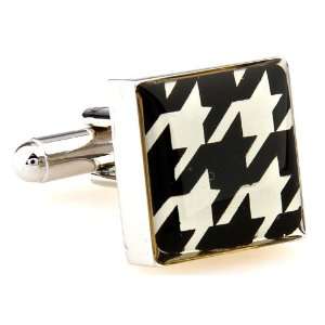  Hounds Tooth Square Black and White Cufflinks Cuff Links 