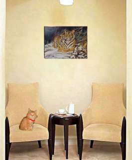   ELEGANT NEEDLEPOINT WOVEN TAPESTRY PAINTINGTIGER THE KING OF FOREST