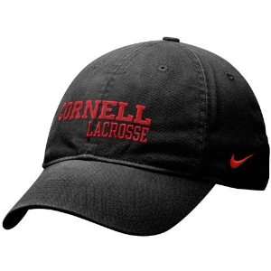Nike Cornell Big Red Black Lacrosse Swoosh Slouch Flex Fit Hat  