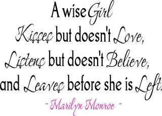 Marilyn Monroe  A wise girl Vinyl Wall Lettering quote  