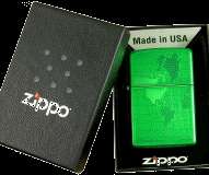 Zippo Pocket Lighter Ice World Map   Meadow Green #24949