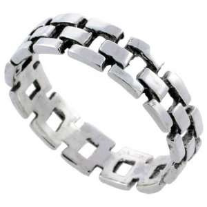   Brick Link Design Ring Band (Available in Sizes 4 to 10), 3/16 Thick