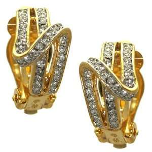  Billi Jo Gold Plated Crystal Clip On Earrings Jewelry
