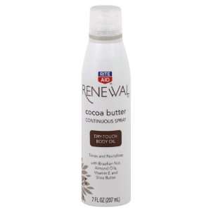   Aid Renewal Body Oil, Dry Touch, Cocoa Butter, Continuous Spray, 7 oz