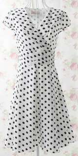 Elegant women formal work casual party polka dot shaped body pleated 