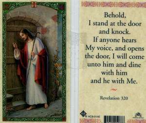 Behold I Stand at the Door and Knock Holy Card HC14 Pray Catholic 