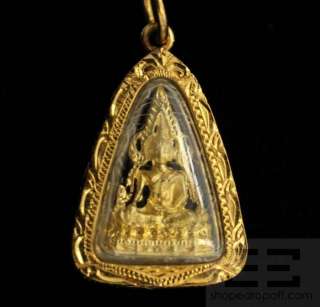   14K Yellow Gold Chain and Triangle Buddha Pendant Necklace  