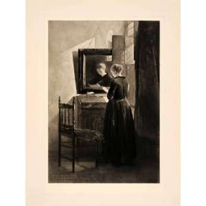  1898 Photogravure Christopher Bisschop Art Woman Letter 