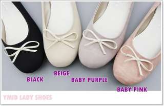 Womens Shoes Bow Ballet Flats Black Beige Purple Pink  