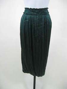 NWT MIMI TURNER Green Silk Pleated Skirt $387 Sz S  
