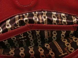   Beautiful red leather Multi pocket Large organizer shoulder bag