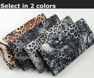 I505 Cool Black Tiger Leopard Print Lady Women Girl Long Wallet Purse 