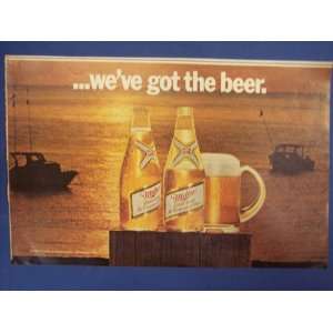 Miller High Life Beer,by the sea print Ad, 70s Vintage Magazine Print 