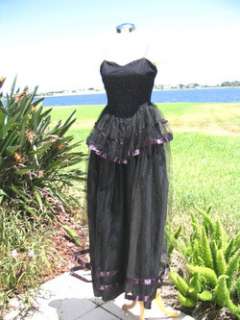 SWAN LAKE TULLE~LACE~SATIN~GLITTER VINTAGE BLK GOWN~XS  