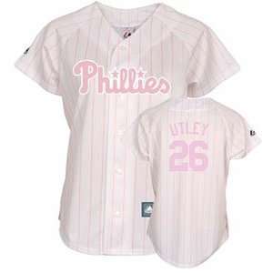  Philadelphia Phillies Chase Utley Womens Pink Jersey   X 